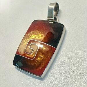 Stunning Vintage Modernist Sterling Silver Enamel Galaxy Pendant